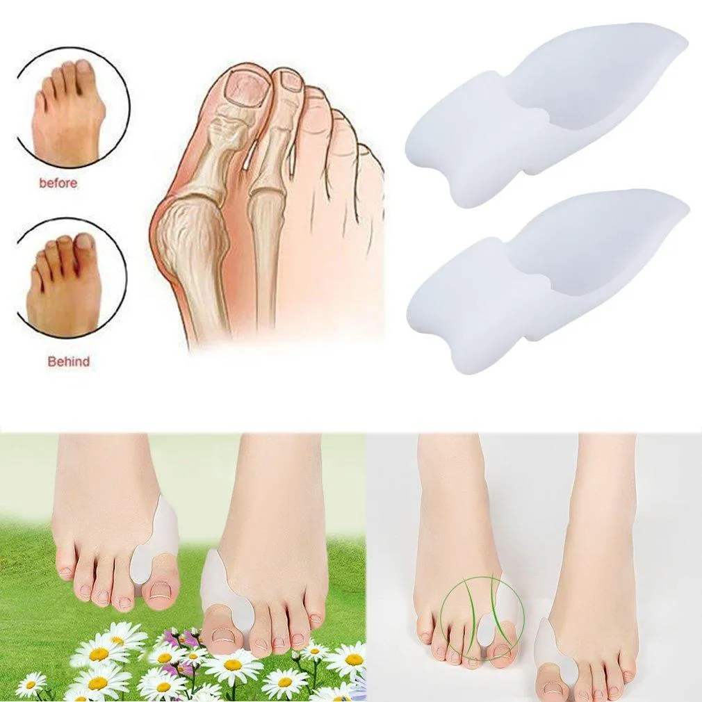 2pcs Silicone Gel Foot Pad Stretch Corrector Alignment Toe Bone Insole SL