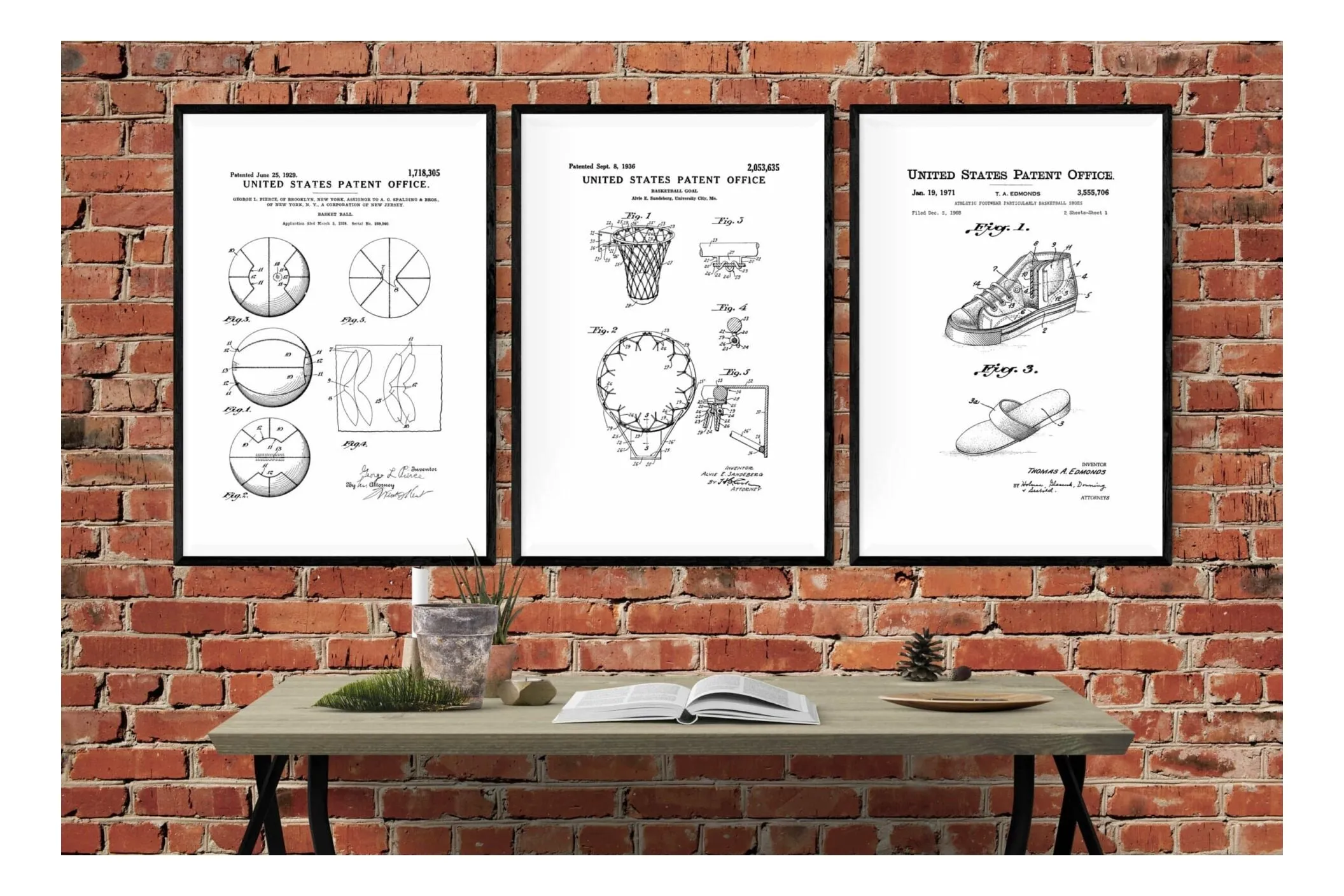 Basketball Patent Collection of 3 Patent Prints - Basketball Poster, Basketball Art, Basketball Hoop Patent, Sports Patent, Basketball Fan