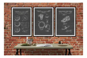 Basketball Patent Collection of 3 Patent Prints - Basketball Poster, Basketball Art, Basketball Hoop Patent, Sports Patent, Basketball Fan