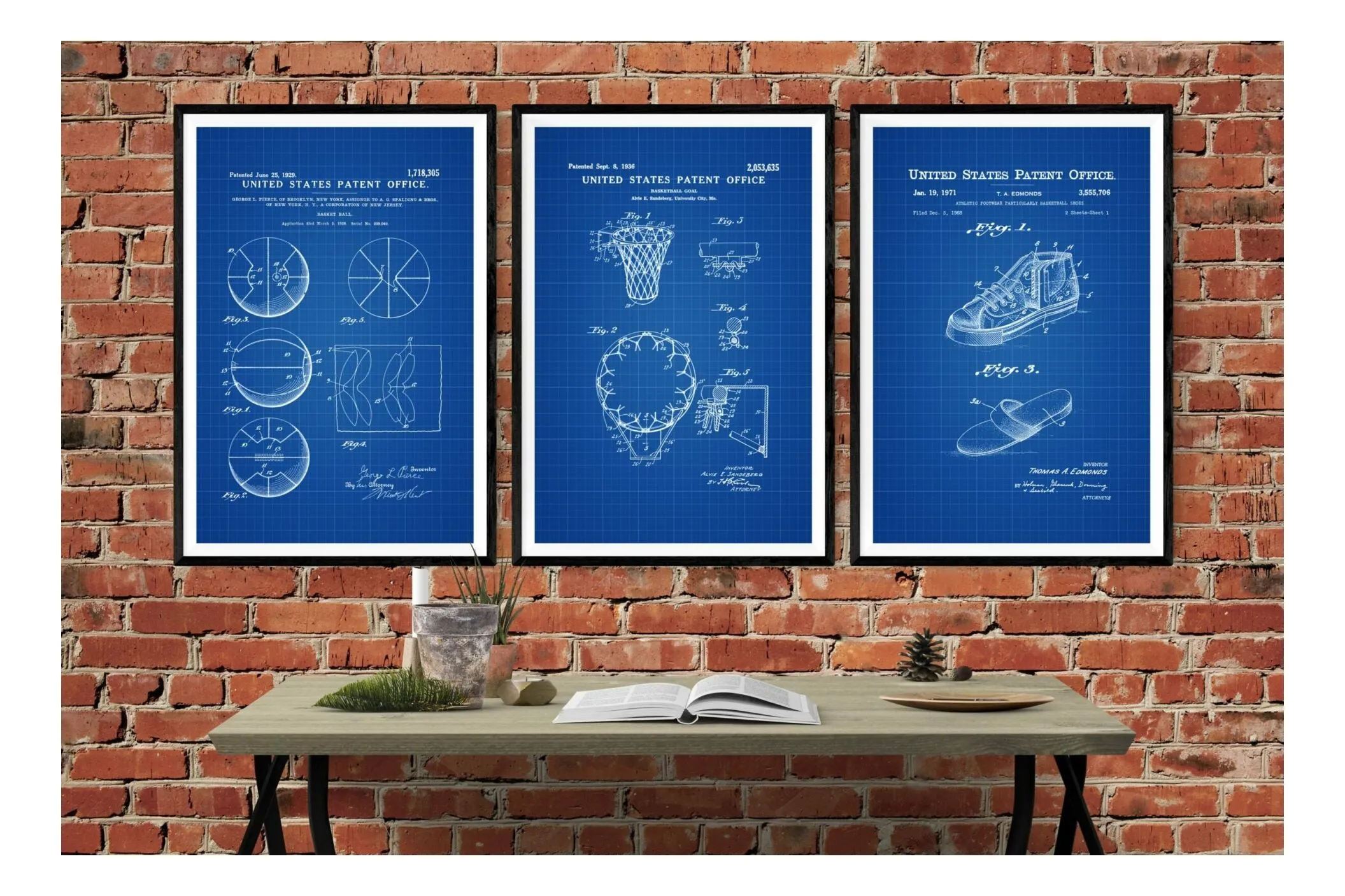Basketball Patent Collection of 3 Patent Prints - Basketball Poster, Basketball Art, Basketball Hoop Patent, Sports Patent, Basketball Fan