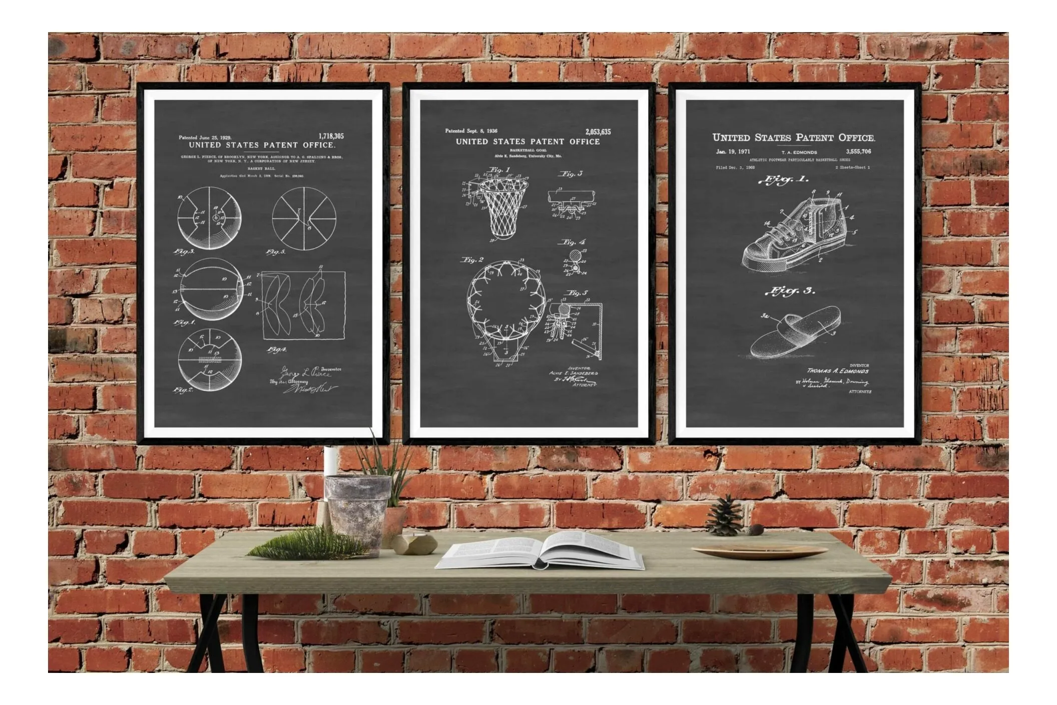 Basketball Patent Collection of 3 Patent Prints - Basketball Poster, Basketball Art, Basketball Hoop Patent, Sports Patent, Basketball Fan