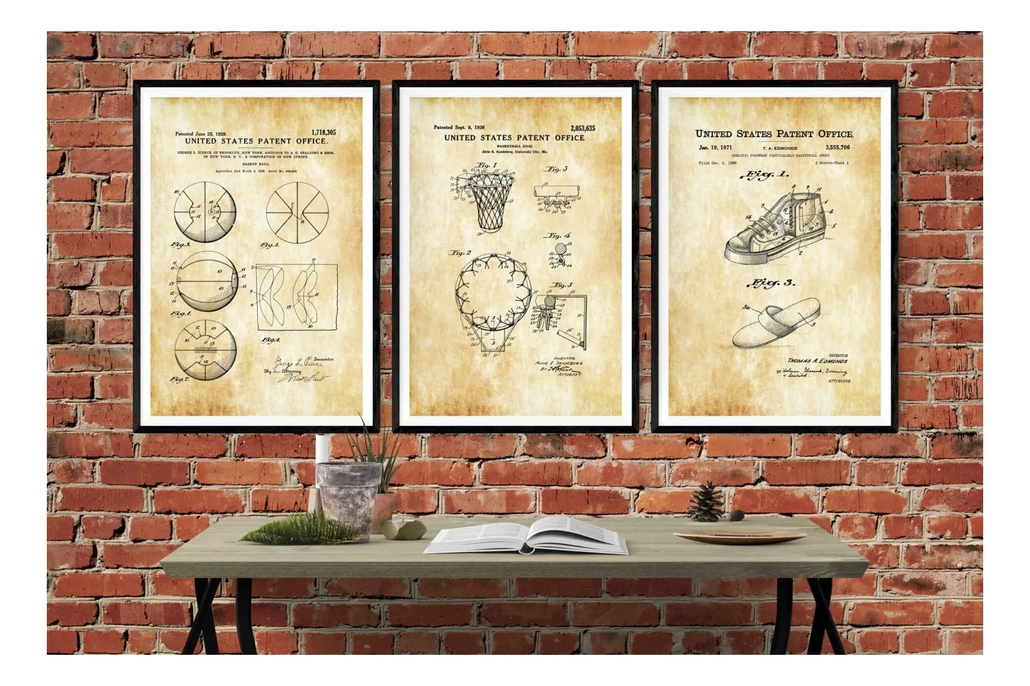 Basketball Patent Collection of 3 Patent Prints - Basketball Poster, Basketball Art, Basketball Hoop Patent, Sports Patent, Basketball Fan