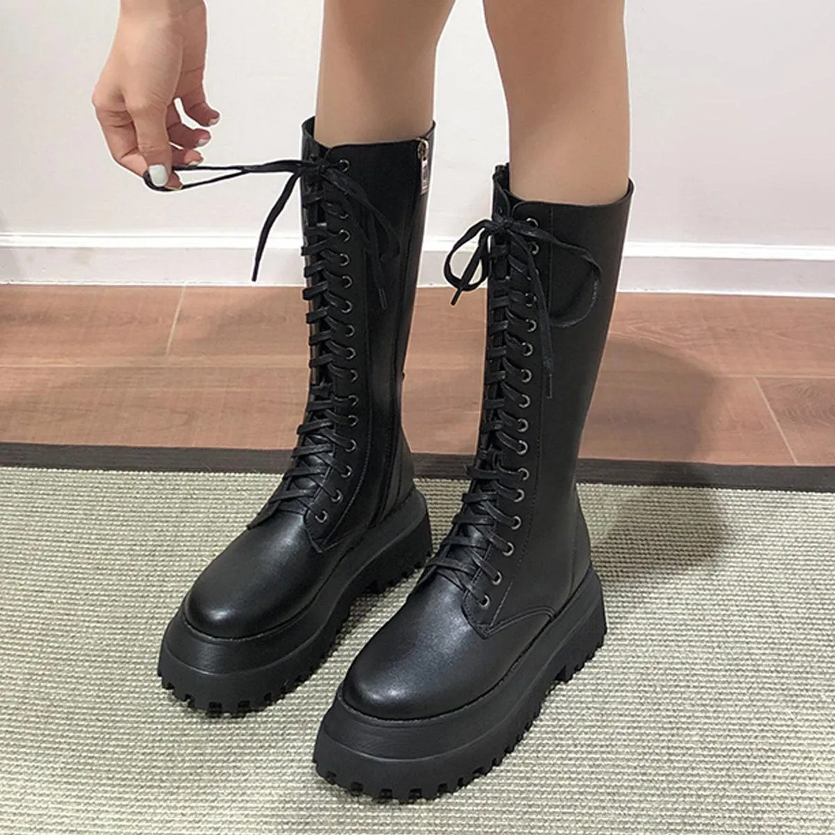 Black Alt Girl High Combat Boots