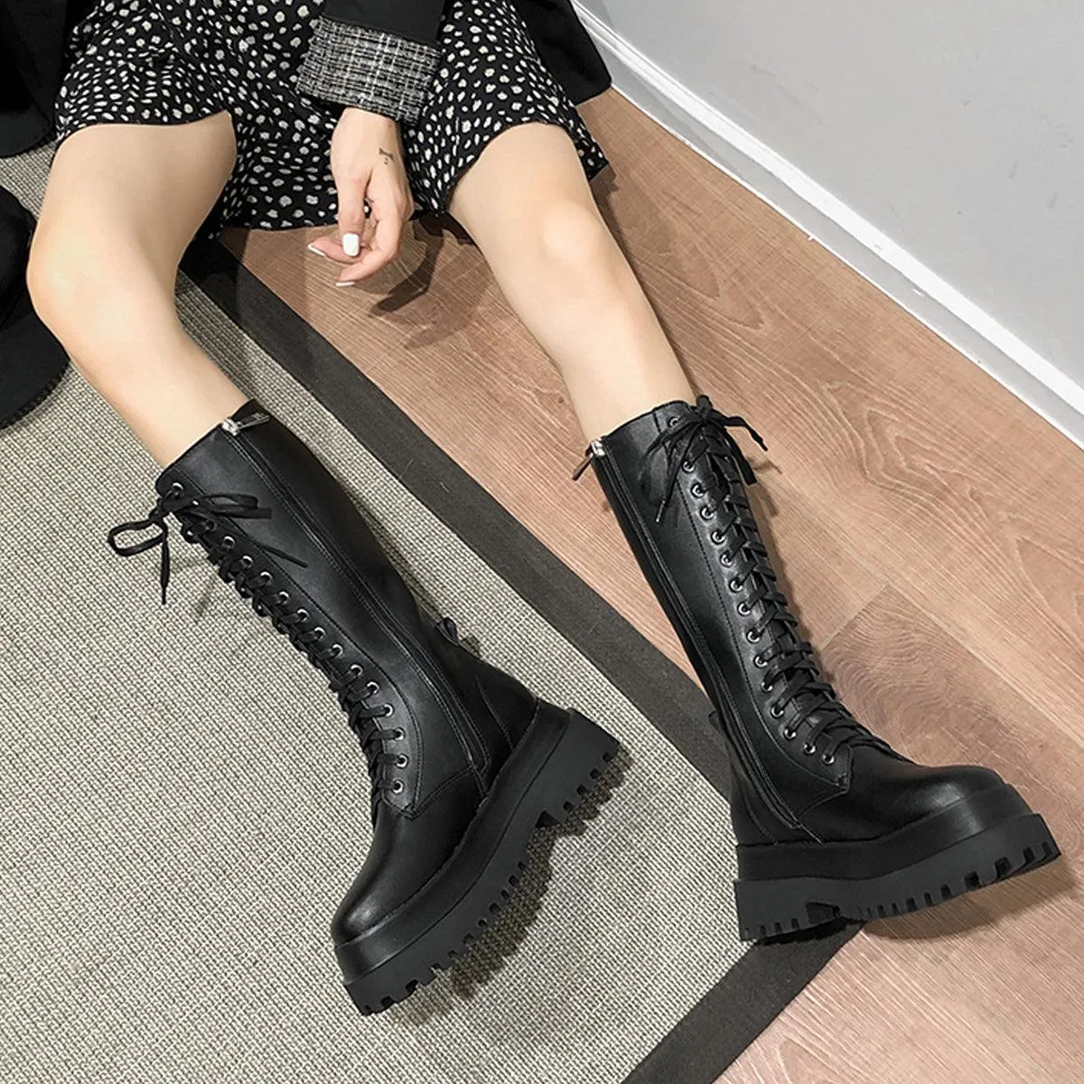 Black Alt Girl High Combat Boots