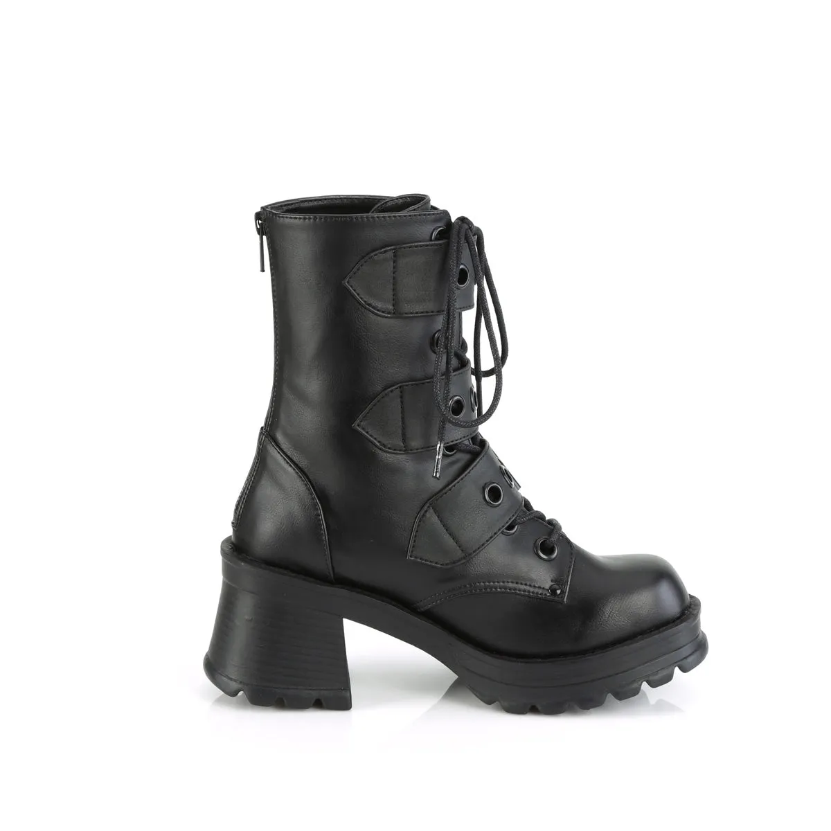 BRATTY-118 DemoniaCult Black Vegan Leather Sexy Women's Ankle Boots (Alternative Footwear)