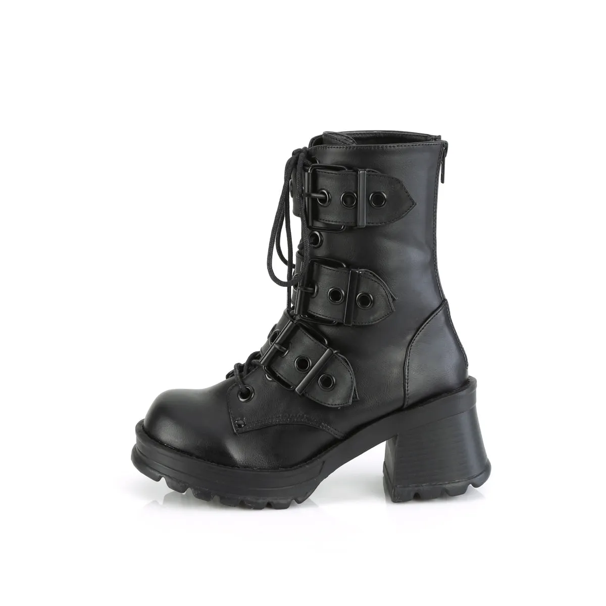 BRATTY-118 DemoniaCult Black Vegan Leather Sexy Women's Ankle Boots (Alternative Footwear)