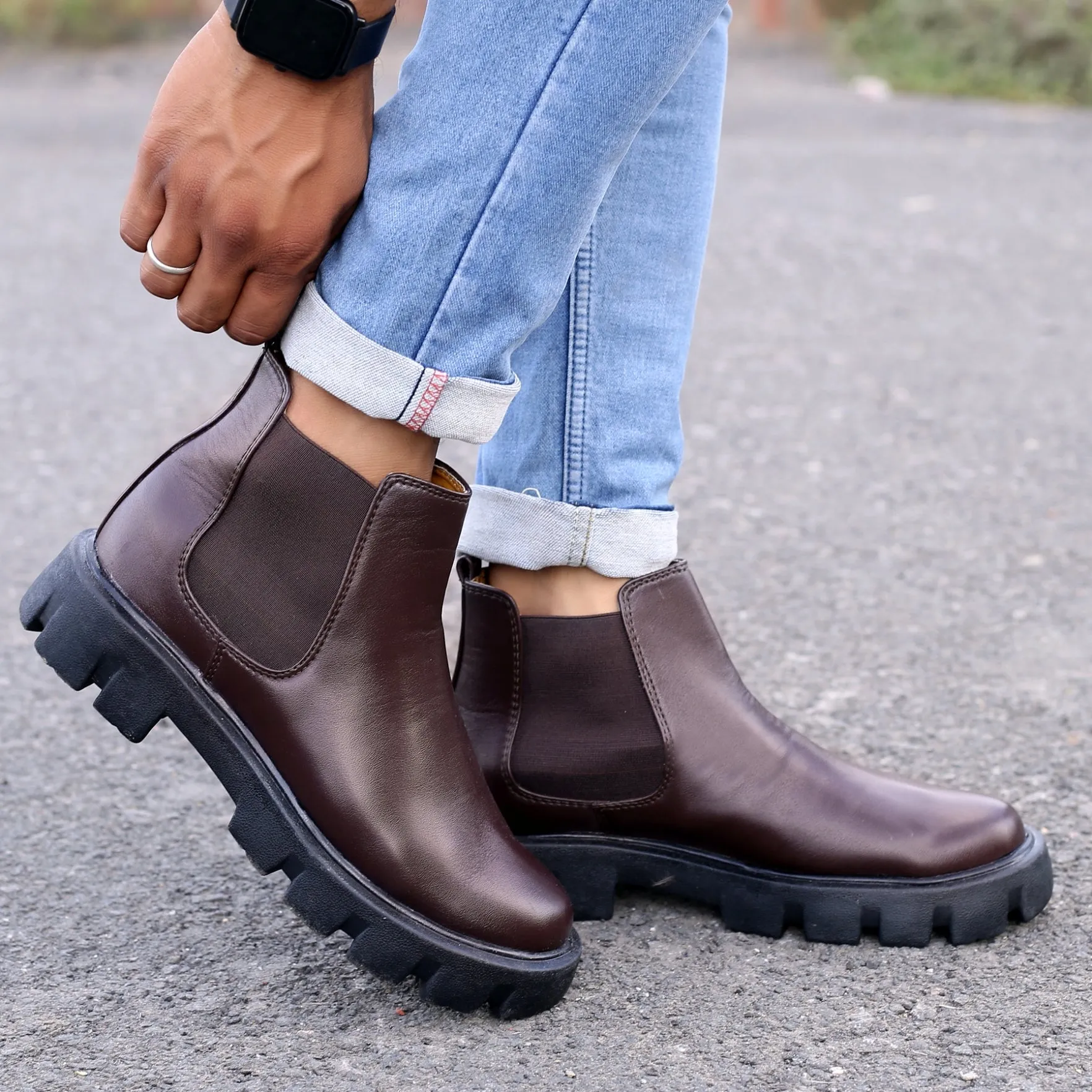 Bxxy's Faux Leather Slip-on Boots for Men