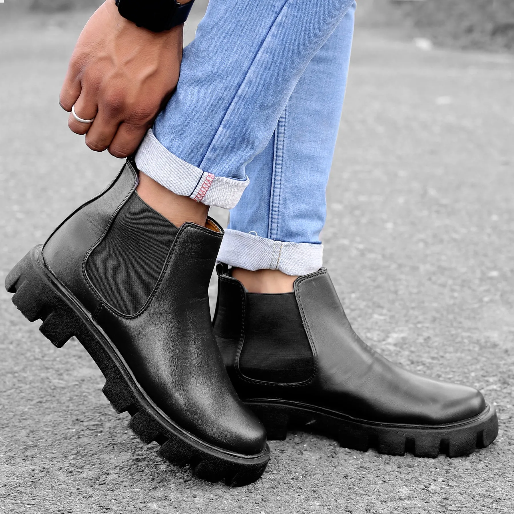 Bxxy's Faux Leather Slip-on Boots for Men
