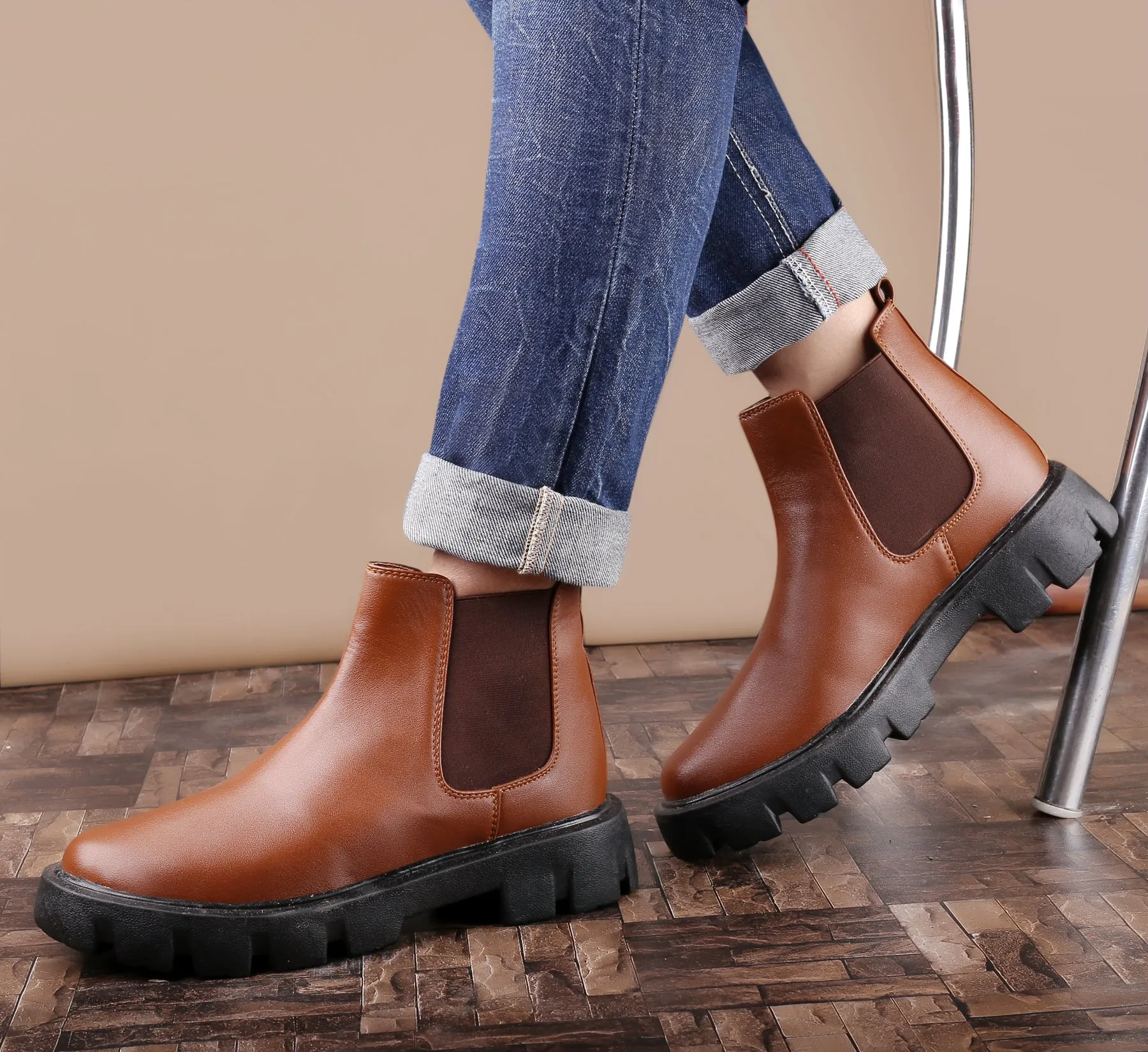 Bxxy's Faux Leather Slip-on Boots for Men
