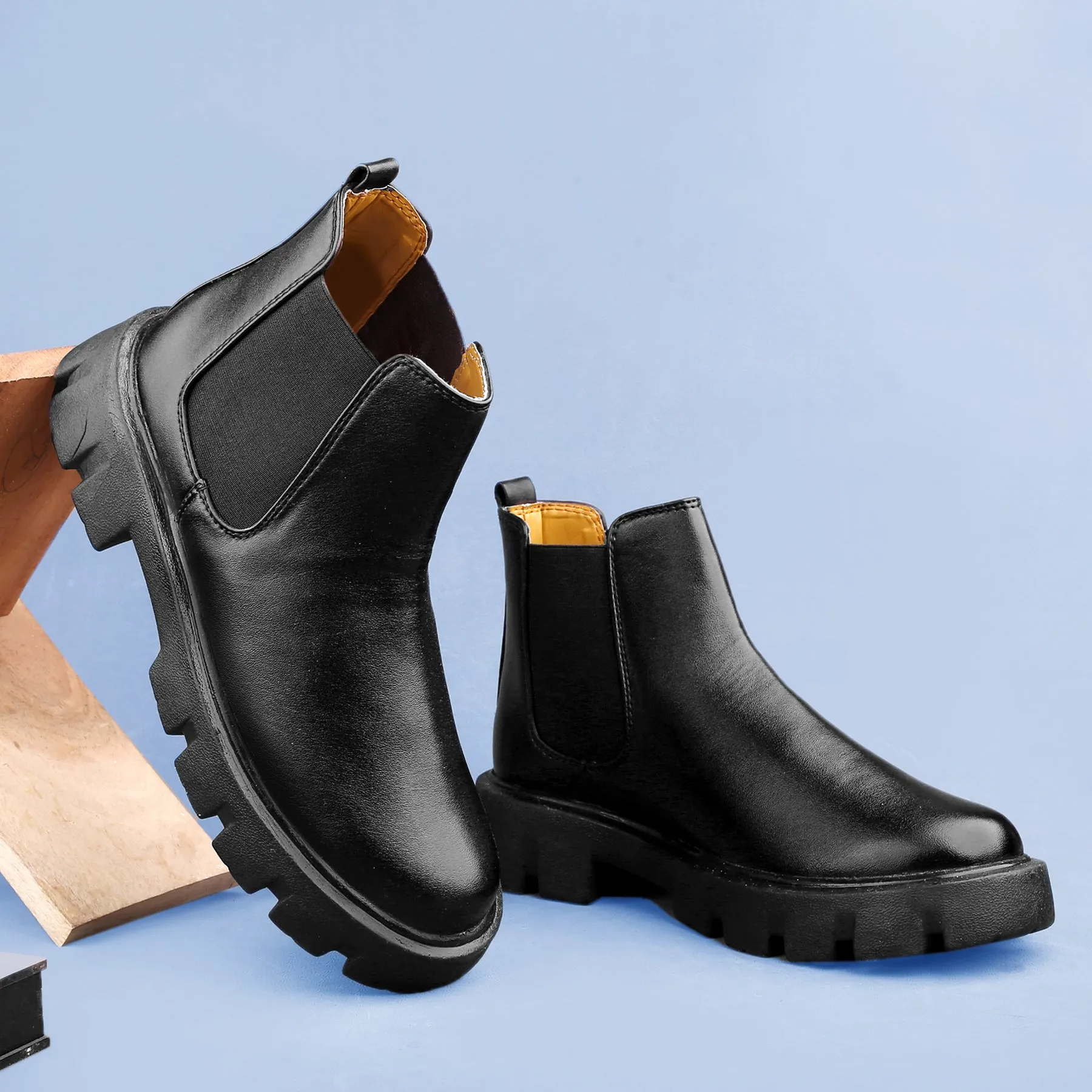 Bxxy's Faux Leather Slip-on Boots for Men