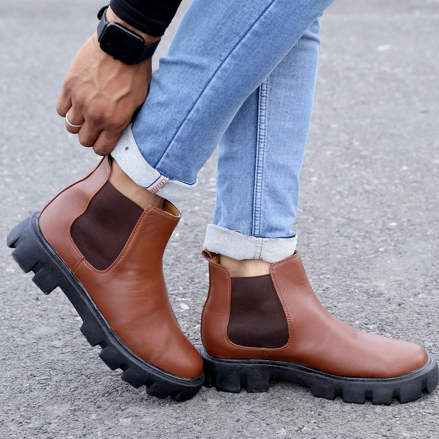 Bxxy's Faux Leather Slip-on Boots for Men