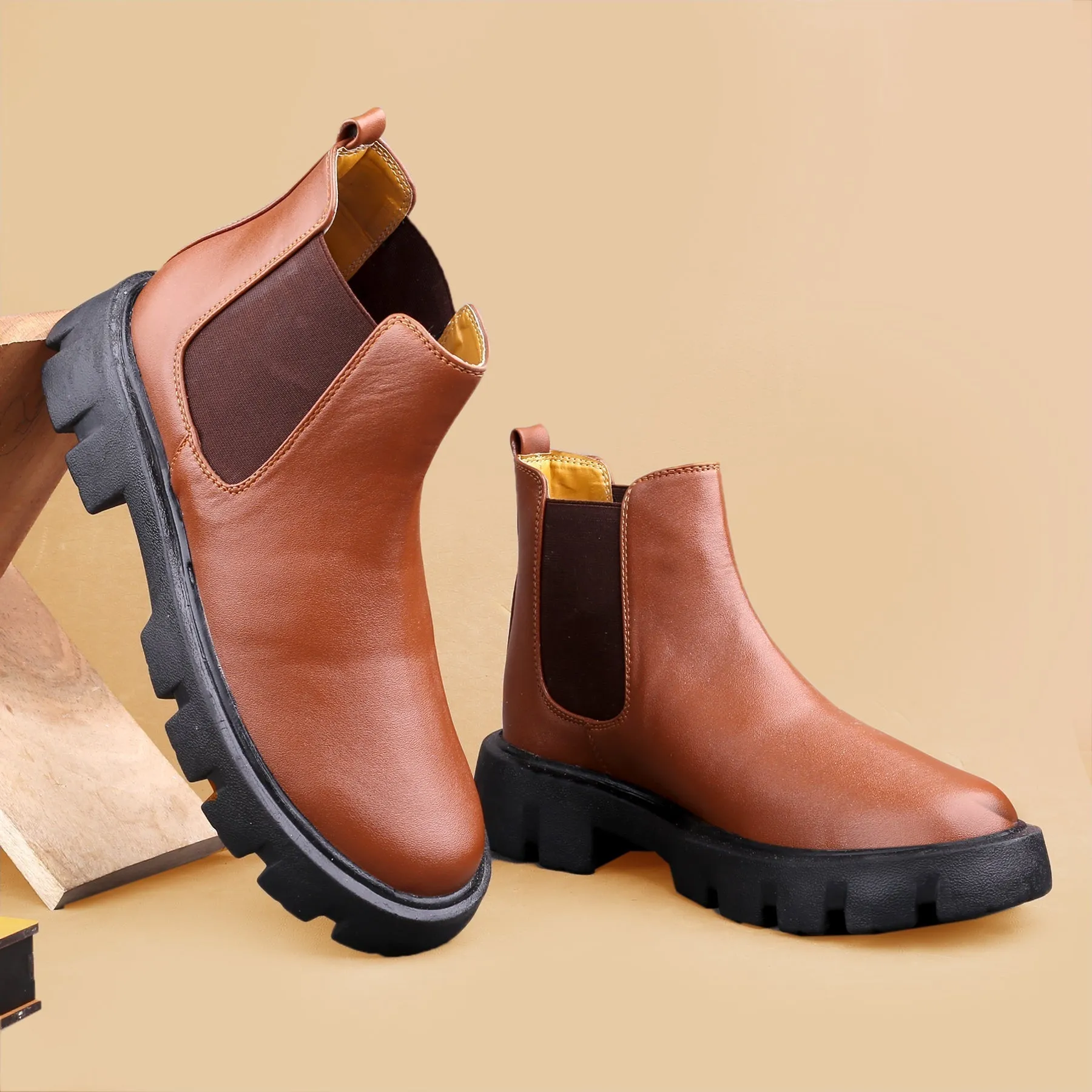 Bxxy's Faux Leather Slip-on Boots for Men