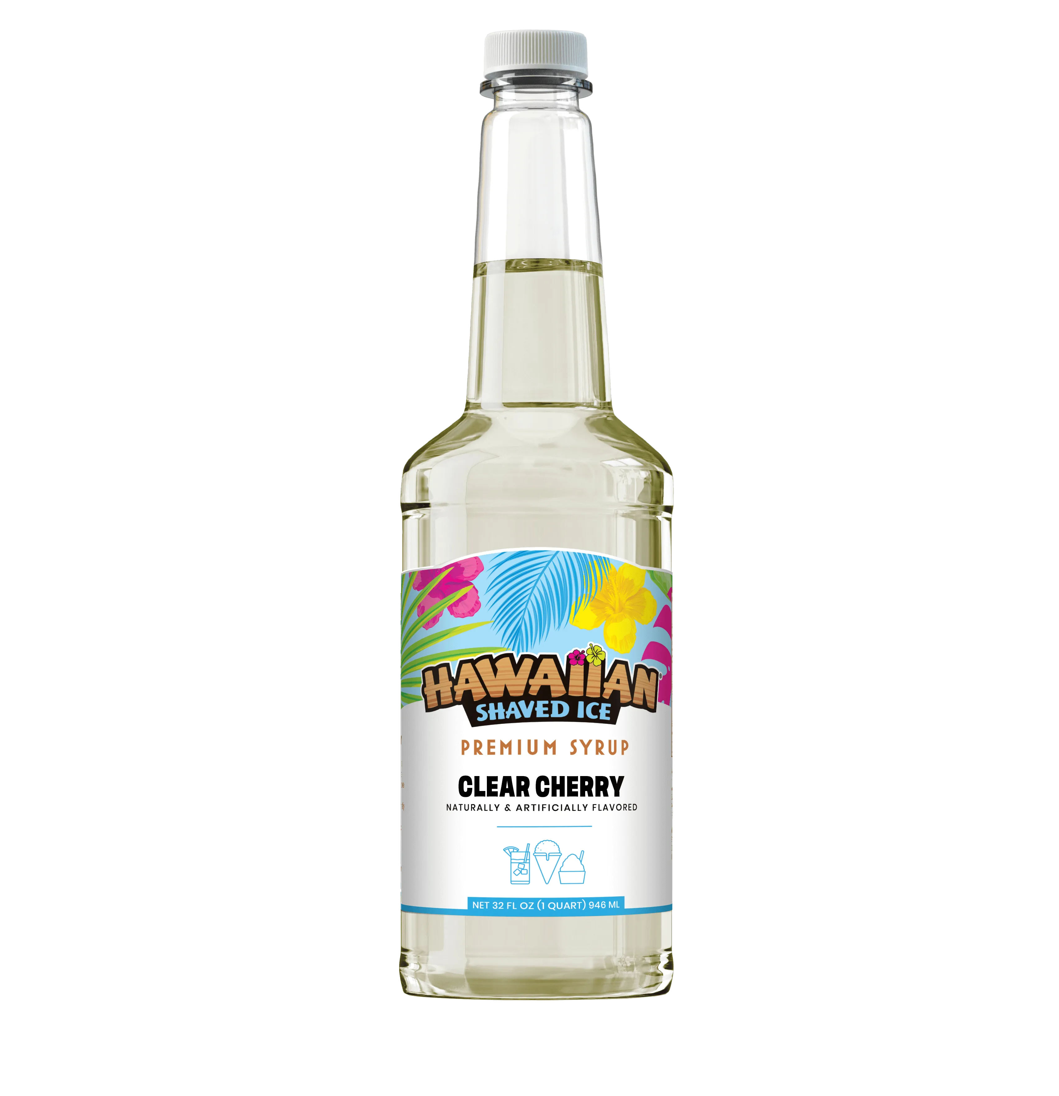 Clear Cherry Shaved Ice & Snow Cone Flavored Syrup - Quart