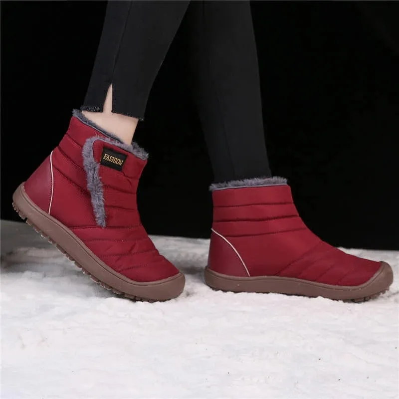 Cuzcare Men Snow Boots Waterproof Plush Orthopedic Winter Shoes
