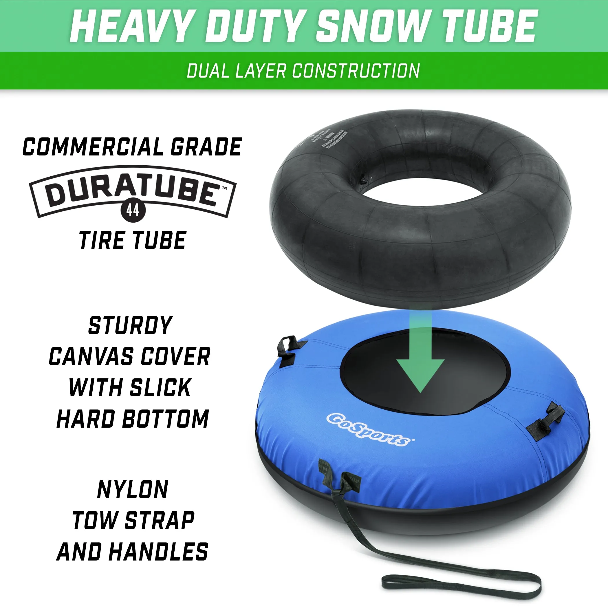GoSports 40" Hard Bottom Snow Tube - Blue
