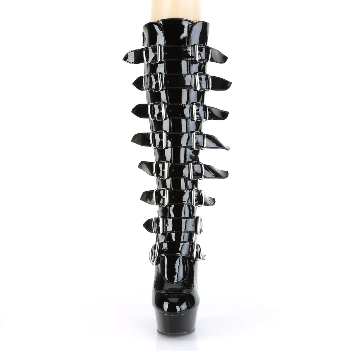 Knee High Boot with Buckles and 6-Inch Heels DELIGHT-2049