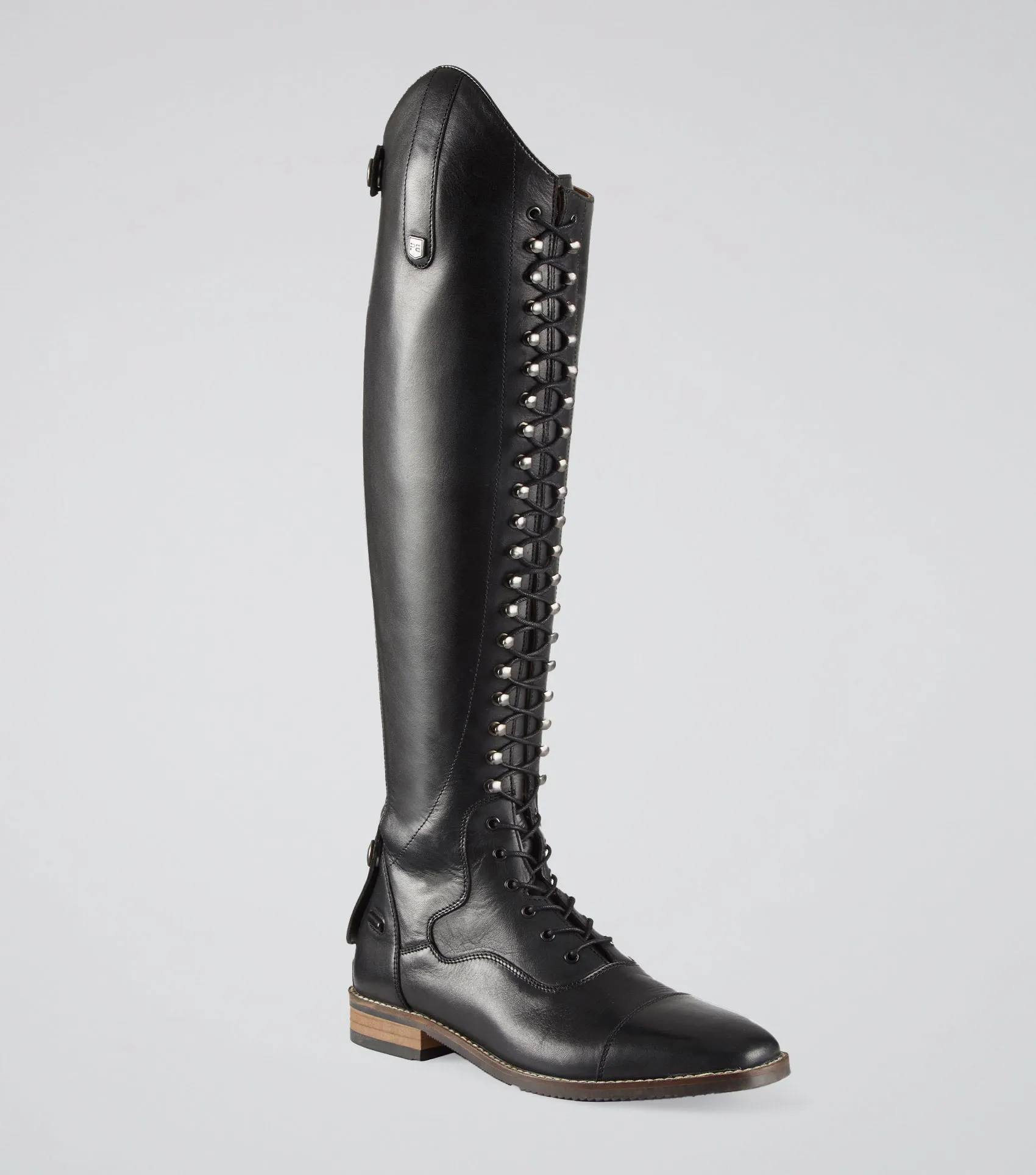 Maurizia Ladies Lace Front Tall Leather Riding Boot Black (Regular Calf)