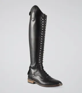Maurizia Ladies Lace Front Tall Leather Riding Boot Black (Regular Calf)