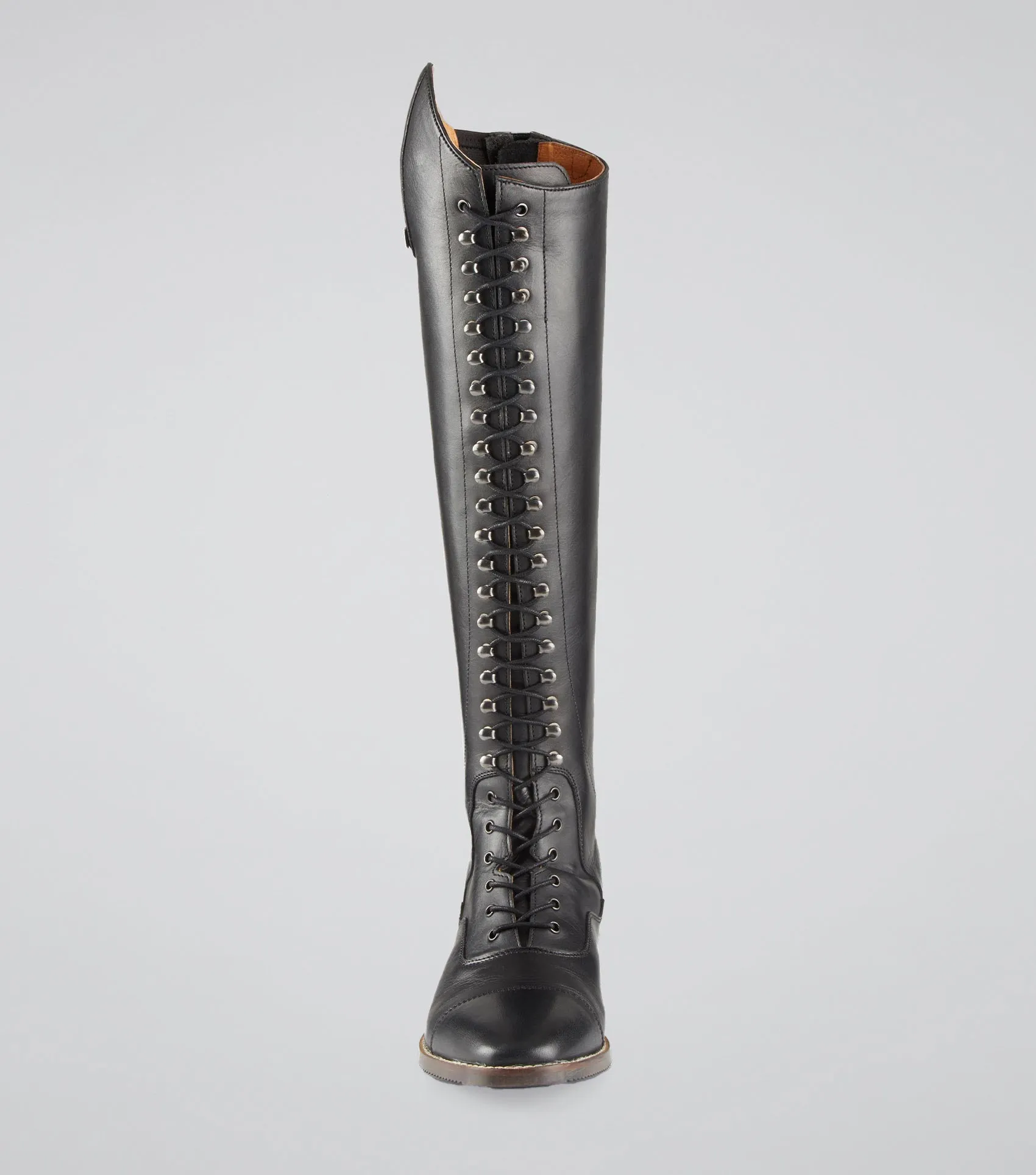 Maurizia Ladies Lace Front Tall Leather Riding Boot Black (Regular Calf)