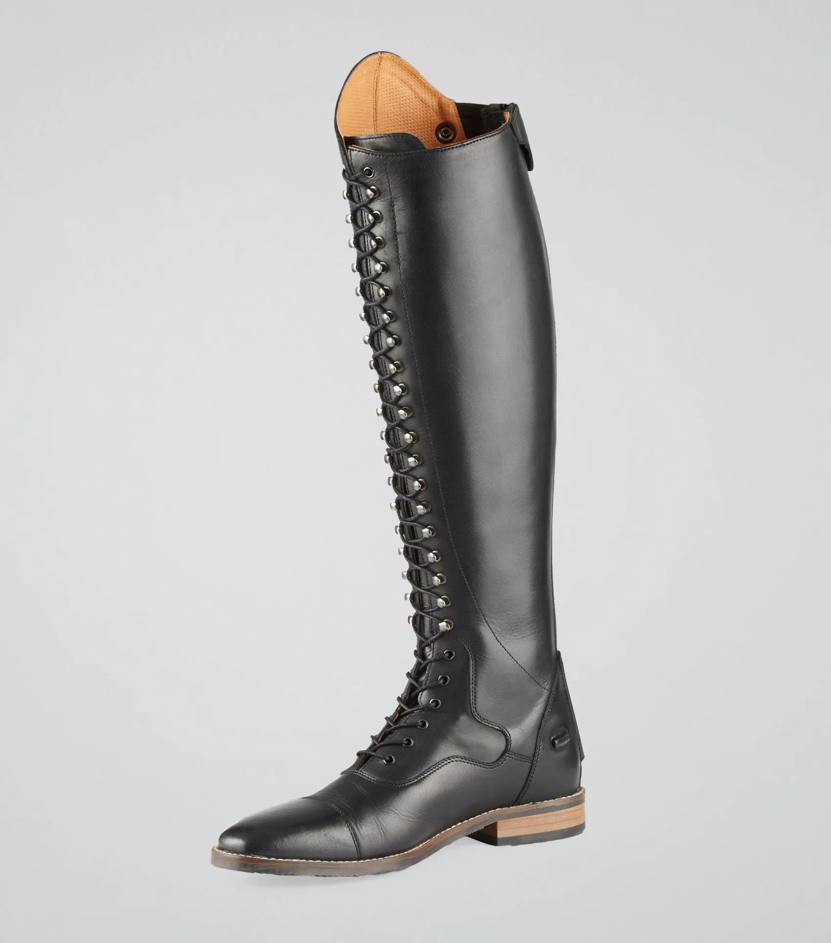 Maurizia Ladies Lace Front Tall Leather Riding Boot Black (Regular Calf)