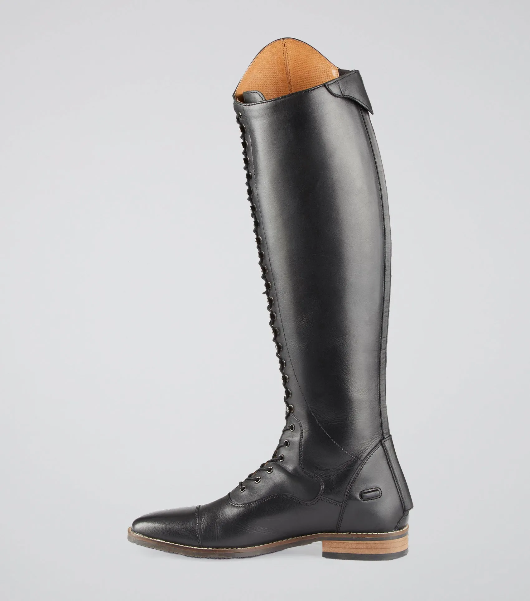 Maurizia Ladies Lace Front Tall Leather Riding Boot Black (Regular Calf)