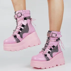 Pastel Goth Lace-Up Boots, Lovely Casual Comfort Shoes For Women