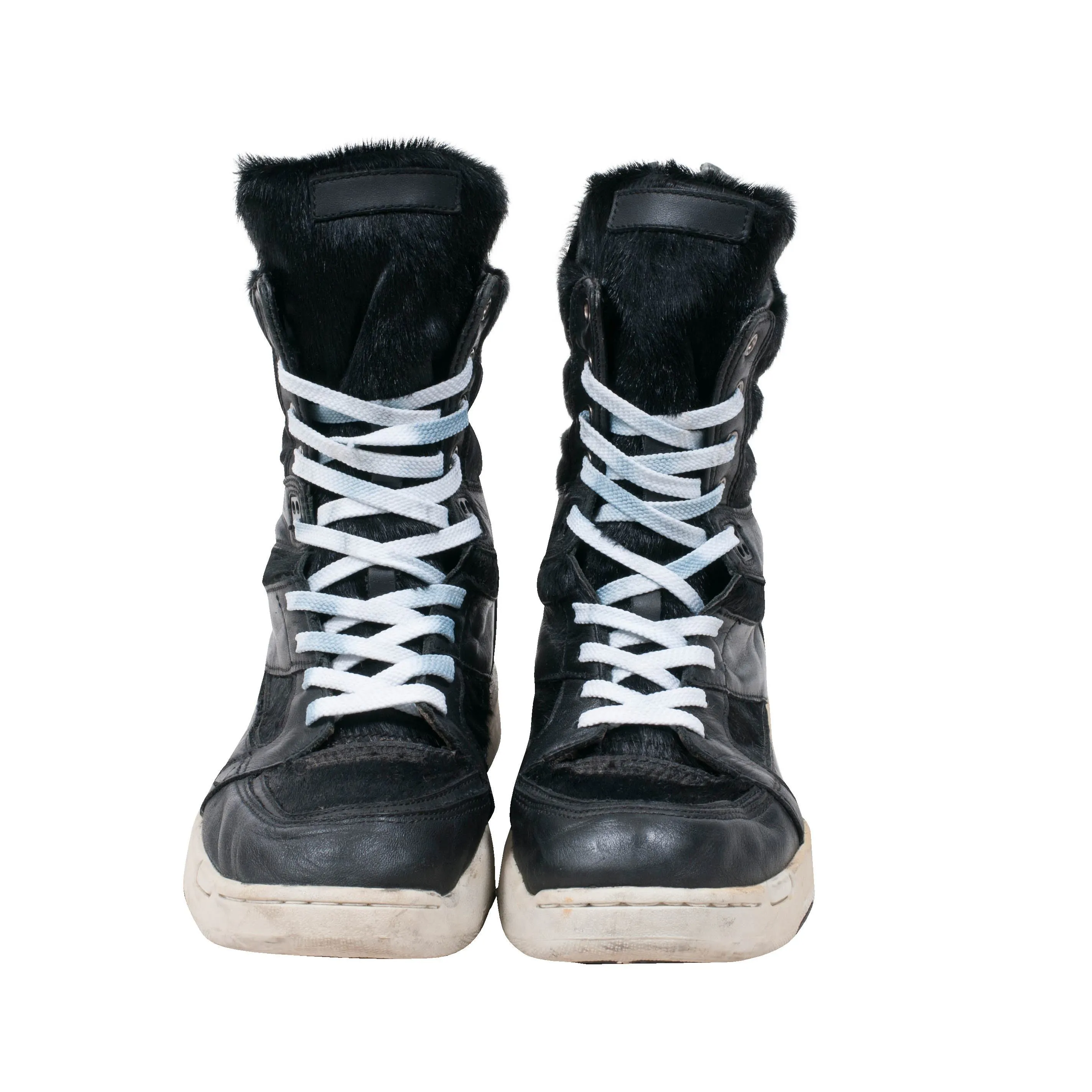 Pony Hair Black Leather Sneakers