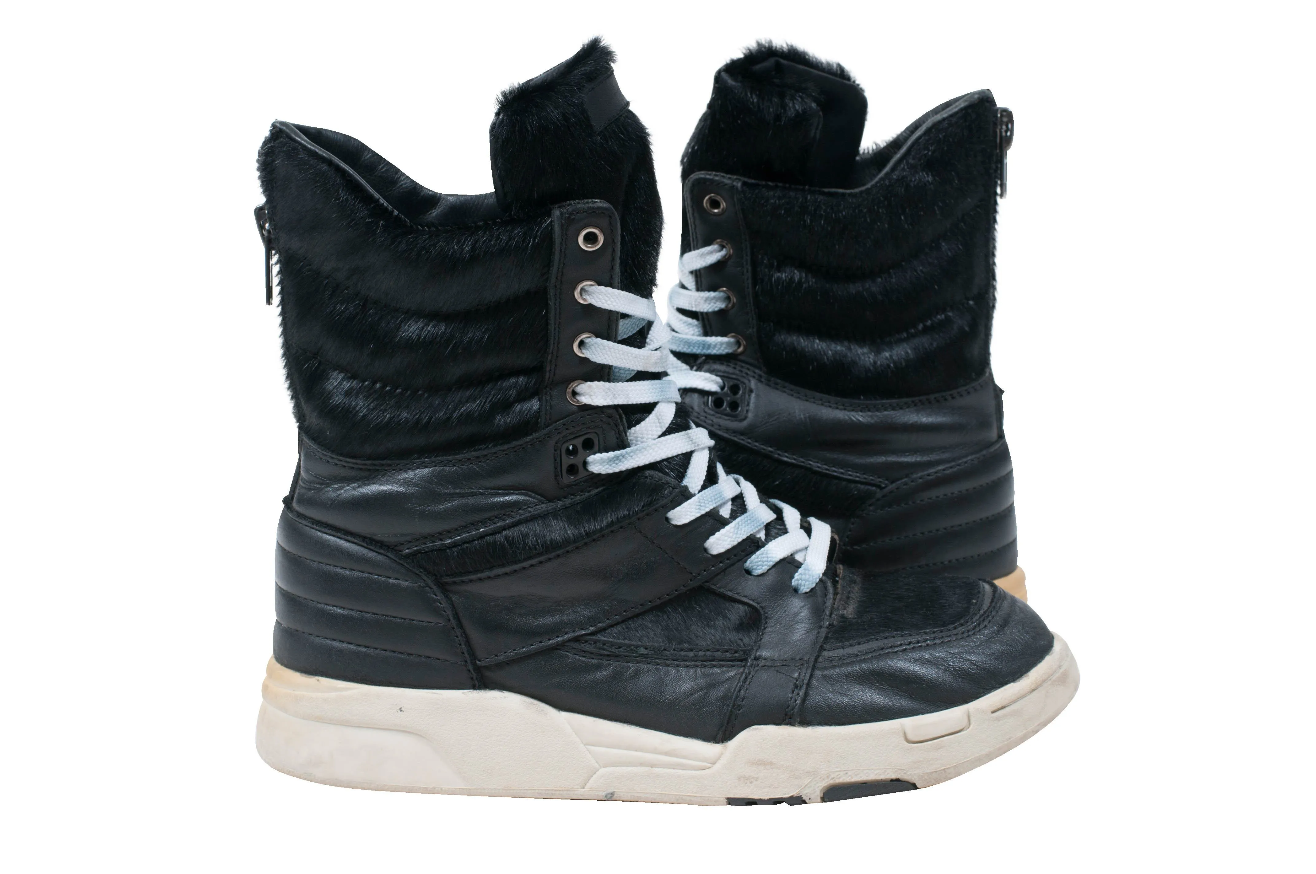 Pony Hair Black Leather Sneakers