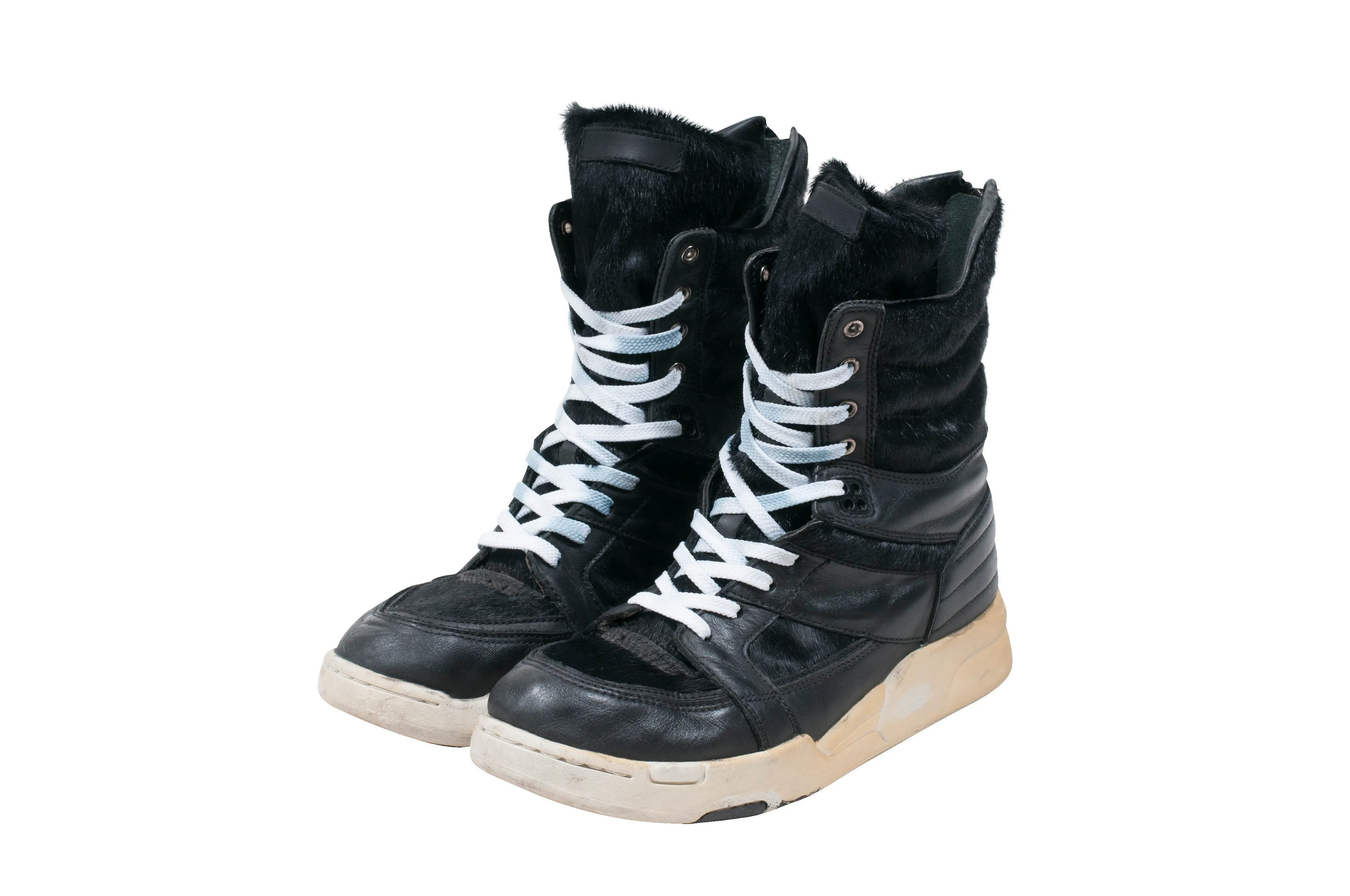 Pony Hair Black Leather Sneakers