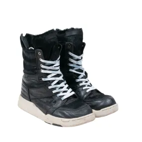 Pony Hair Black Leather Sneakers
