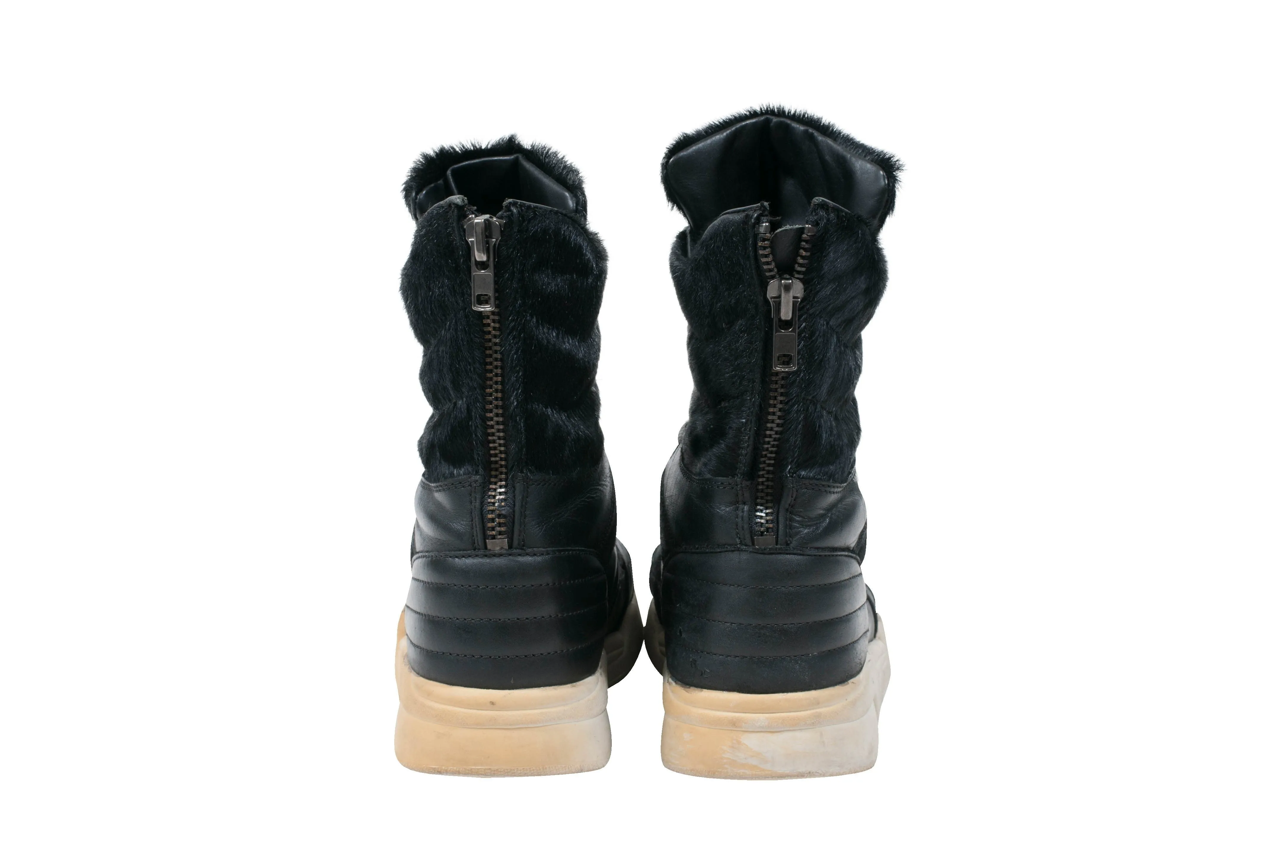 Pony Hair Black Leather Sneakers