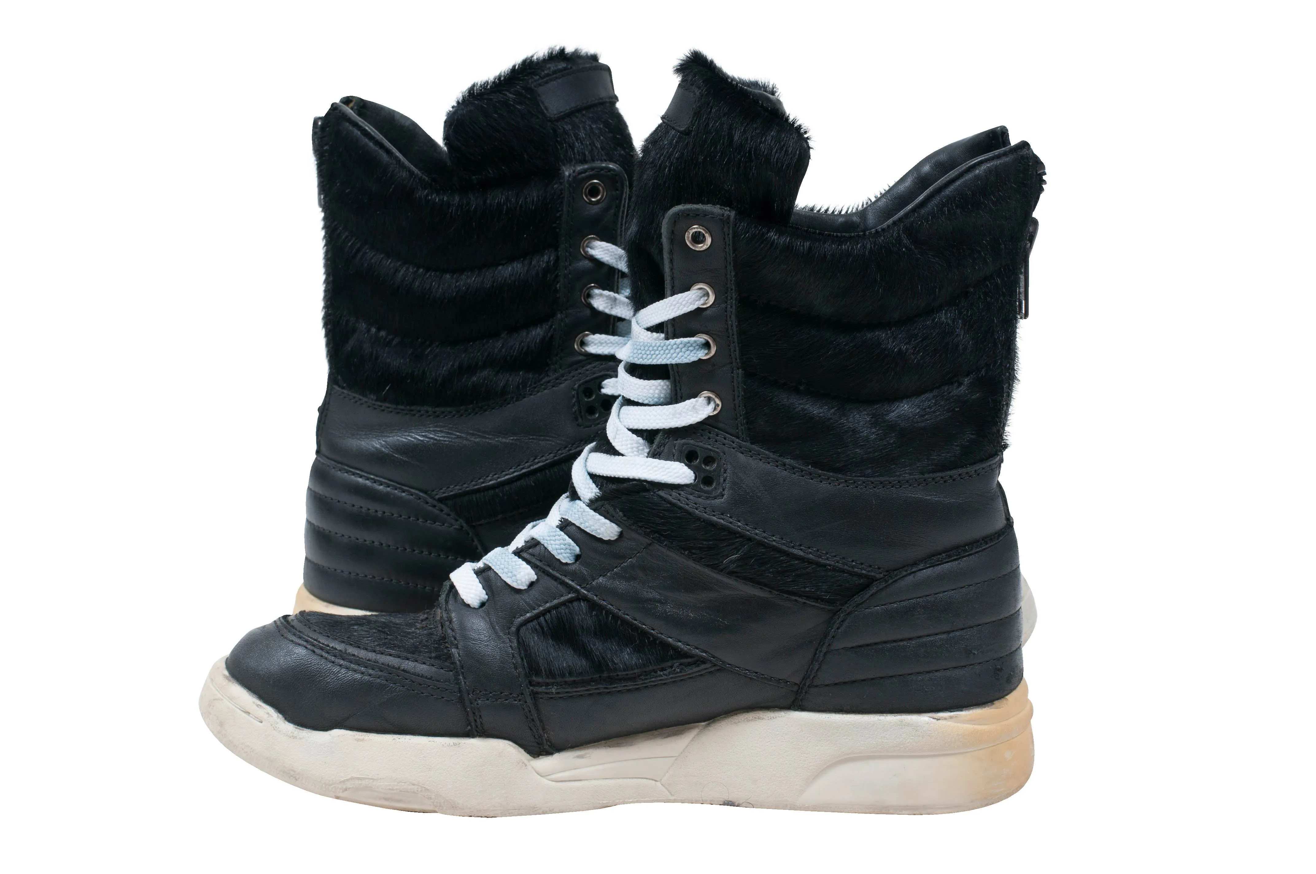 Pony Hair Black Leather Sneakers