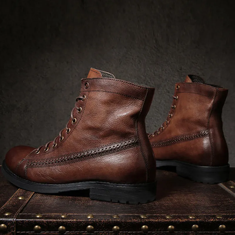 Retro-made polished military combat boots