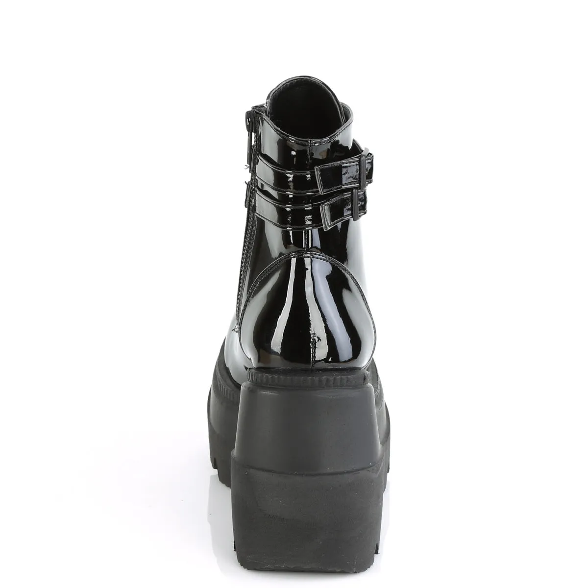 SHAKER-52 DemoniaCult Black Patent Sexy Women's Ankle Boots (Alternative Footwear)