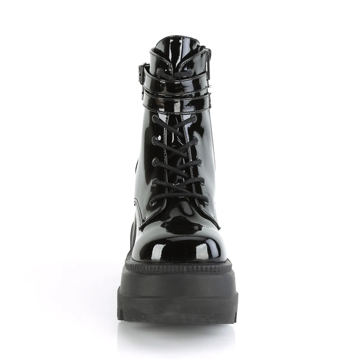 SHAKER-52 DemoniaCult Black Patent Sexy Women's Ankle Boots (Alternative Footwear)