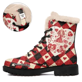 Unique Gift,Personalized Fur Lining Boots, Custom Warm Winter Boots, Best Gift for Valentine's Day
